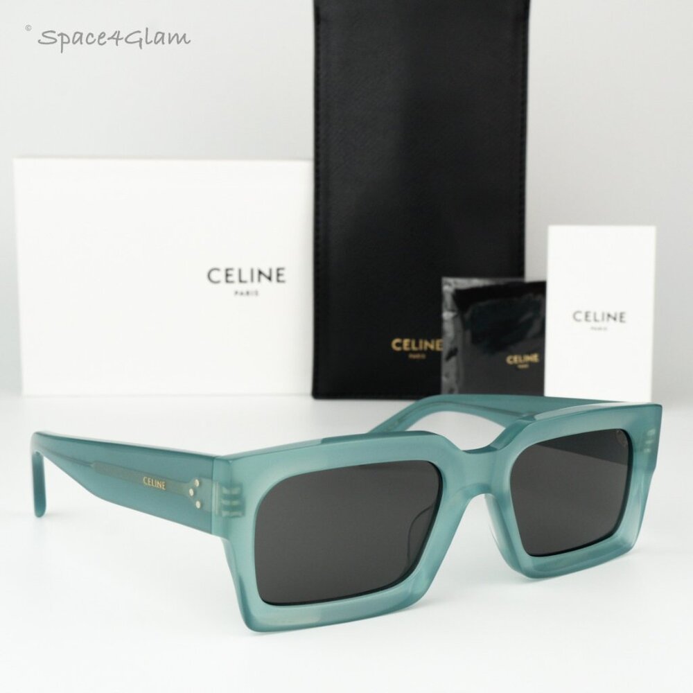 Celine Women Sunglasses Light Green Grey Square CL40280U 3 DOTS 93A BRAND NEW